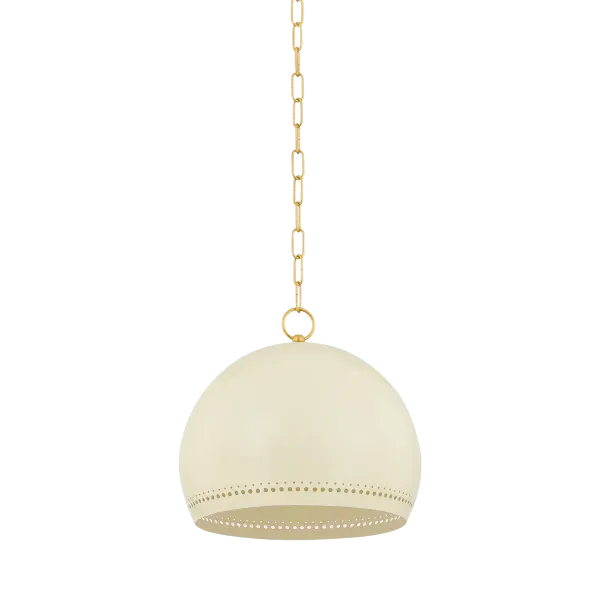Etna Pendant in Aged Brass with Soft Cream - Image 1