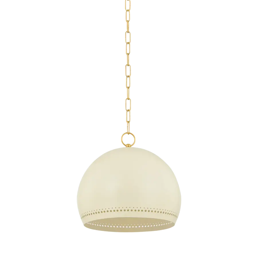 Etna Pendant in Aged Brass with Soft Cream - Image 1