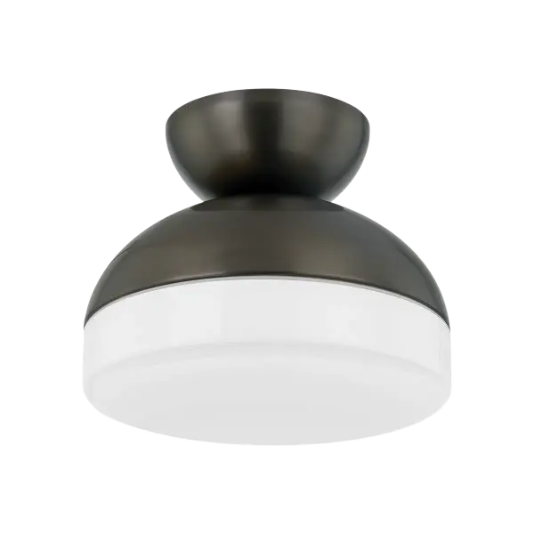 The Rue Flush Mount combines clean geometric metalwork with softly concaved glass shades for a fresh, contemporary look. Its low-profile design delivers soft downlighting perfect for spaces with standard ceiling heights.