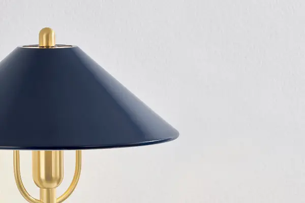 Mariel Wall Sconce in Aged Brass with Soft Navy Shade - Image 3