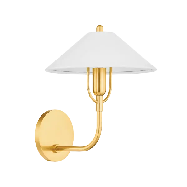 Mariel Wall Sconce in Aged Brass with Soft White Shade - Image 1