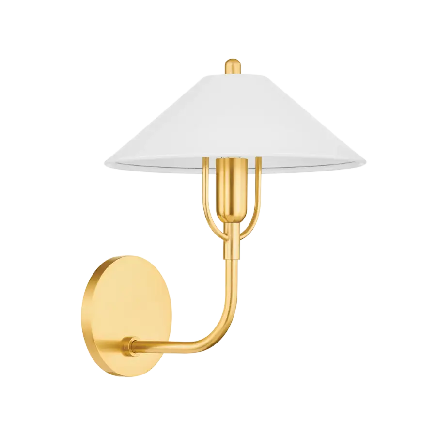 Mariel Wall Sconce in Aged Brass with Soft White Shade - Image 1
