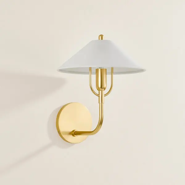 Mariel Wall Sconce in Aged Brass with Soft White Shade - Image 2