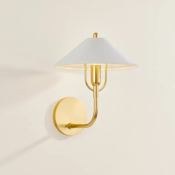 Mariel Wall Sconce in Aged Brass with Soft White Shade - Image 3