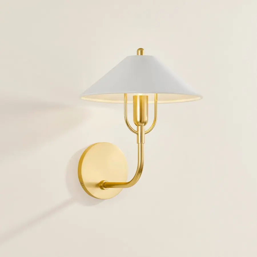 Mariel Wall Sconce in Aged Brass with Soft White Shade - Image 3