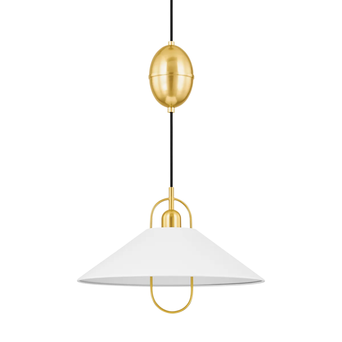 Mariel Pendant in Aged Brass with Soft White Shade
