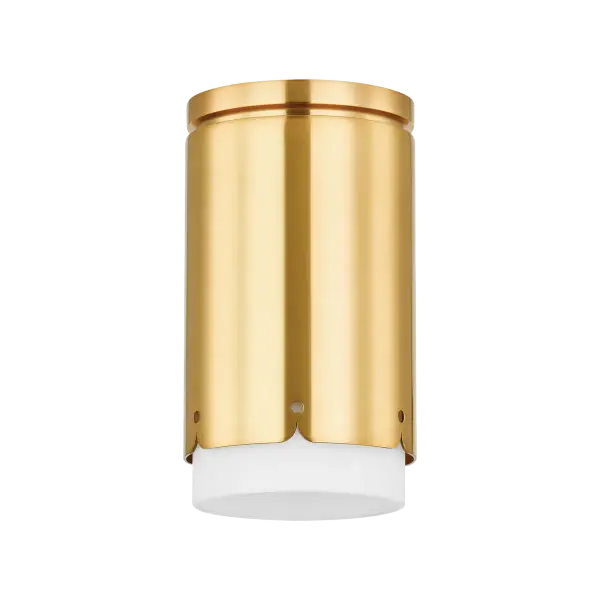 The Asa Flush Mount offers a sophisticated alternative to recessed lighting with its opal matte glass diffuser and distinctive scalloped metal edge. Perfect for low-ceiling spaces, it delivers even illumination with memorable design details.