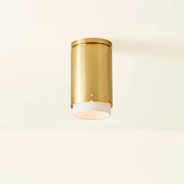 The Asa Flush Mount offers a sophisticated alternative to recessed lighting with its opal matte glass diffuser and distinctive scalloped metal edge. Perfect for low-ceiling spaces, it delivers even illumination with memorable design details. - alternate view