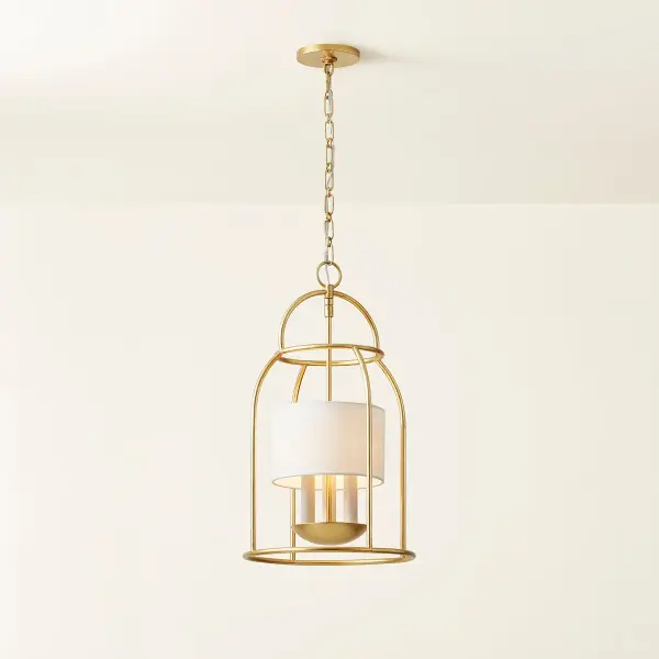 The Delia Lantern masterfully blends classic lantern design with contemporary sensibilities. Its open birdcage framework and gently rounded geometries create an airy presence that disperses light beautifully in all directions. - alternate view