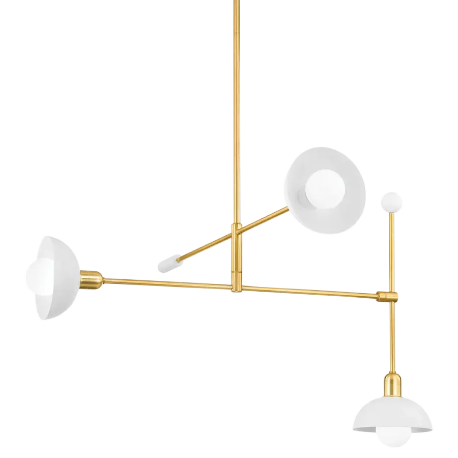 Billie Chandelier in Aged Brass with Soft White Shades