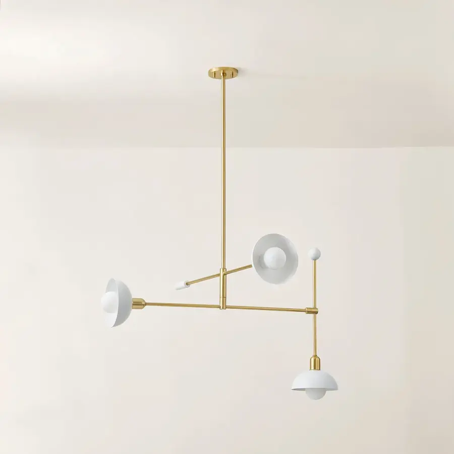 Billie Chandelier in Aged Brass with Soft White Shades - Image 2
