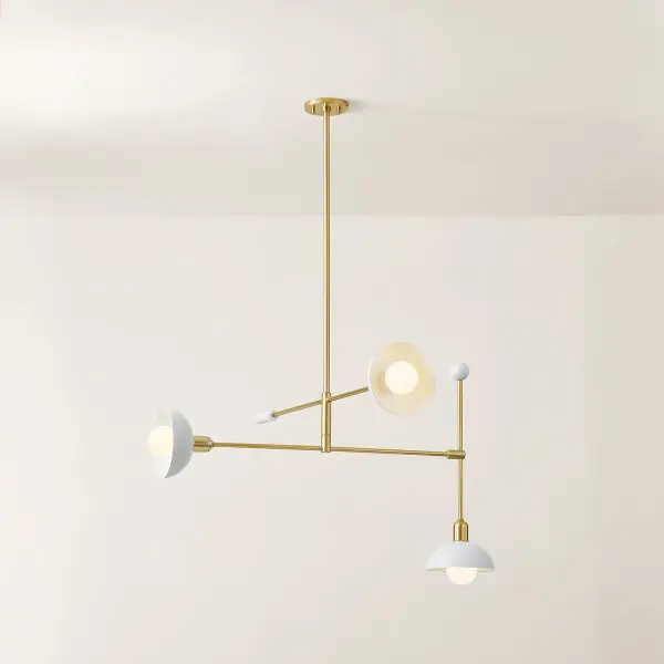 Billie Chandelier in Aged Brass with Soft White Shades - Image 7