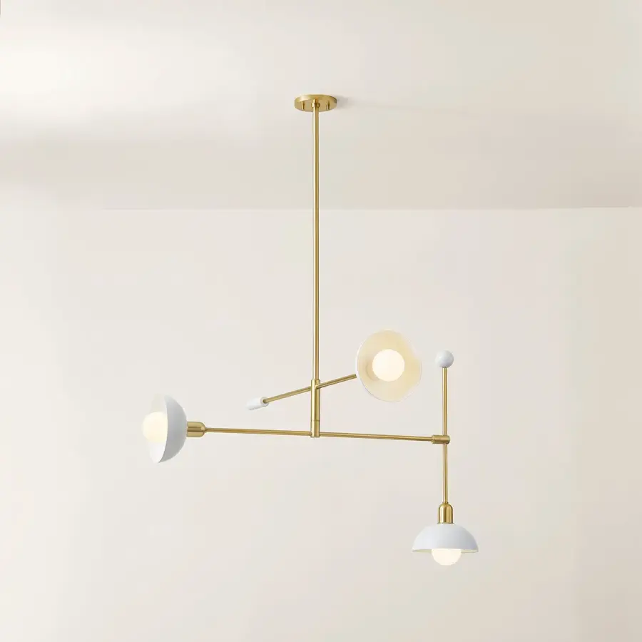 Billie Chandelier in Aged Brass with Soft White Shades - Image 7