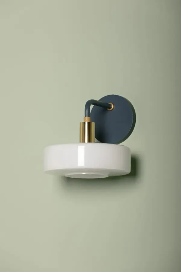 Aston Wall Sconce in Aged Brass with Slate Blue Glass - Image 5