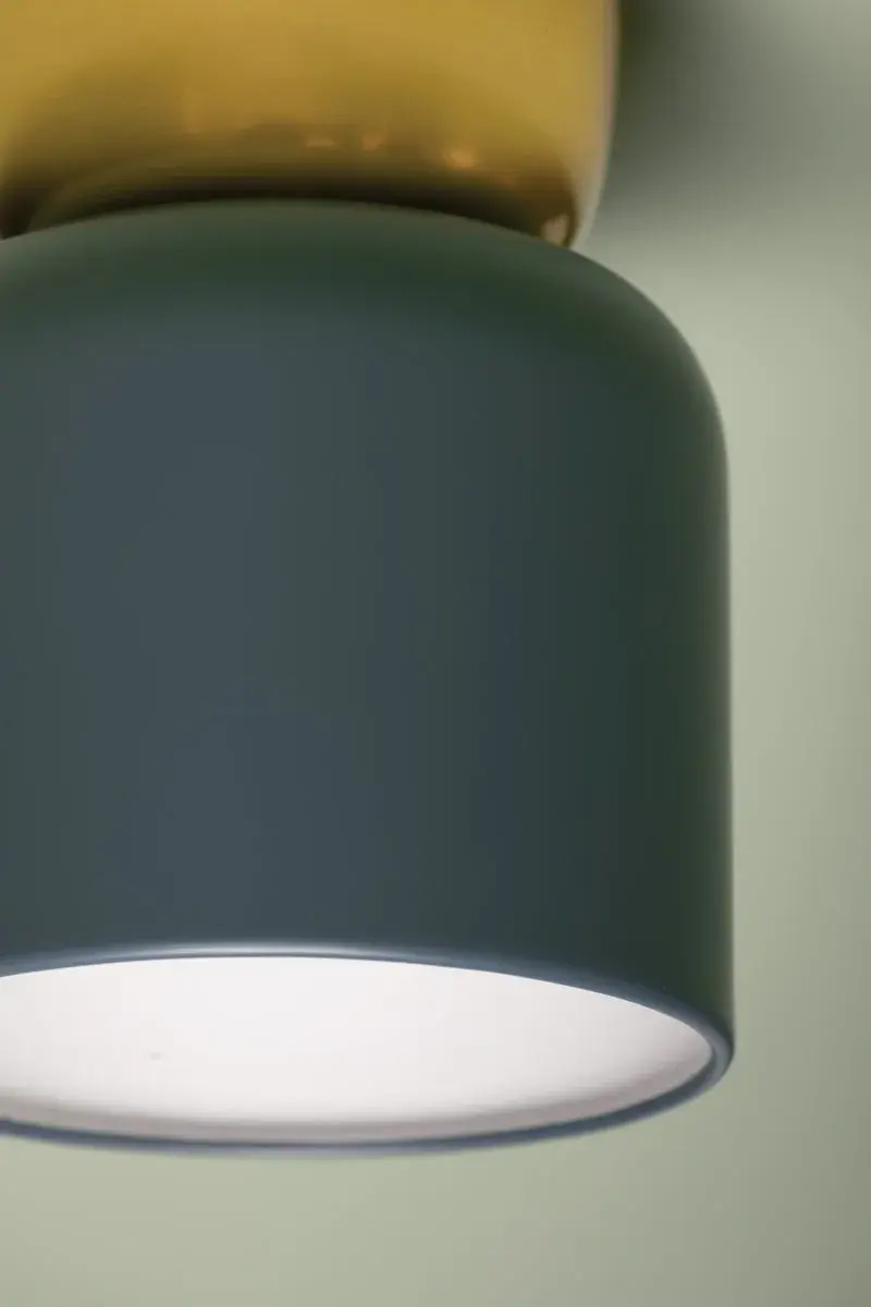 Batya Flush Mount in Aged Brass with Slate Blue Shade - Image 2