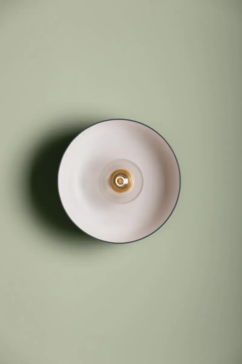 Batya Flush Mount in Aged Brass with Slate Blue Shade - Image 5