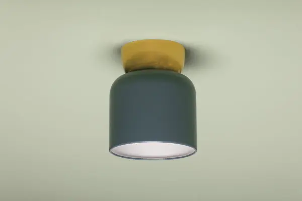 Batya Flush Mount in Aged Brass with Slate Blue Shade - Image 6