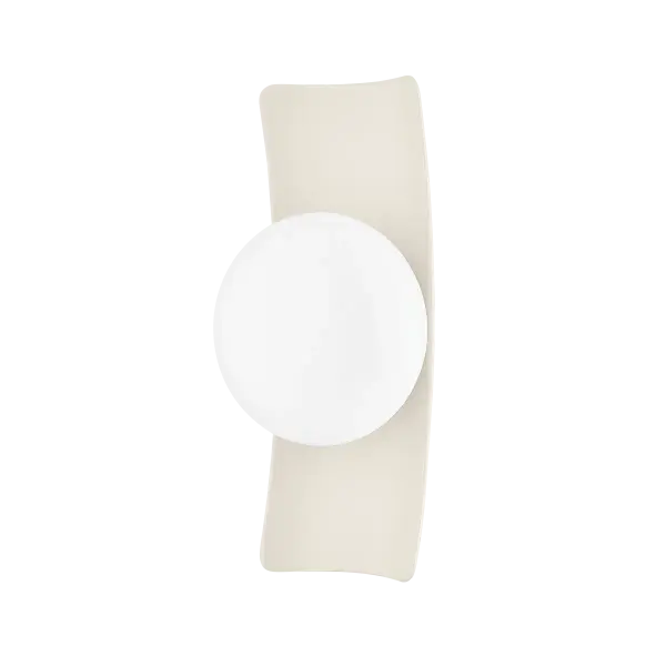 The Terra Wall Sconce combines nature-inspired design with contemporary sophistication. Its distinctive ceramic reflector curves gracefully around a glass shade, creating a shell-like silhouette that's both artistic and functional.