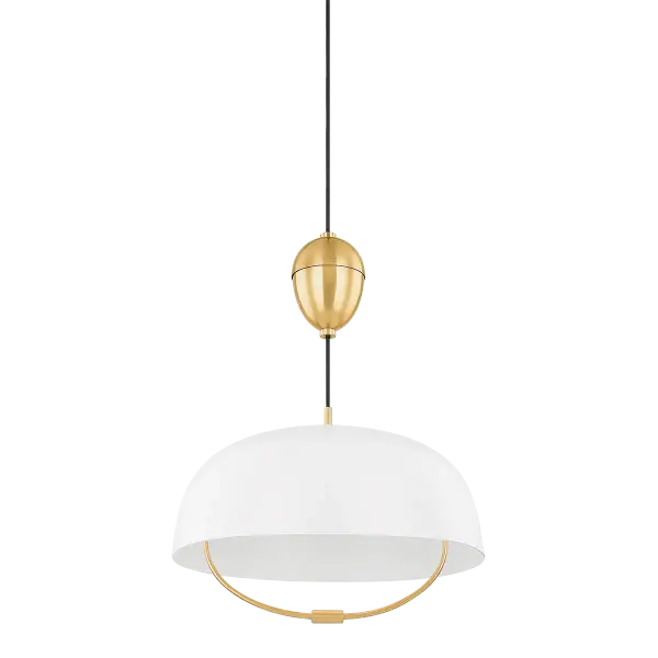 The Liliana Pendant combines classic elegance with contemporary sensibility. Its aged brass finish and seeded white glass shade create a sophisticated focal point perfect for kitchen islands and dining areas.