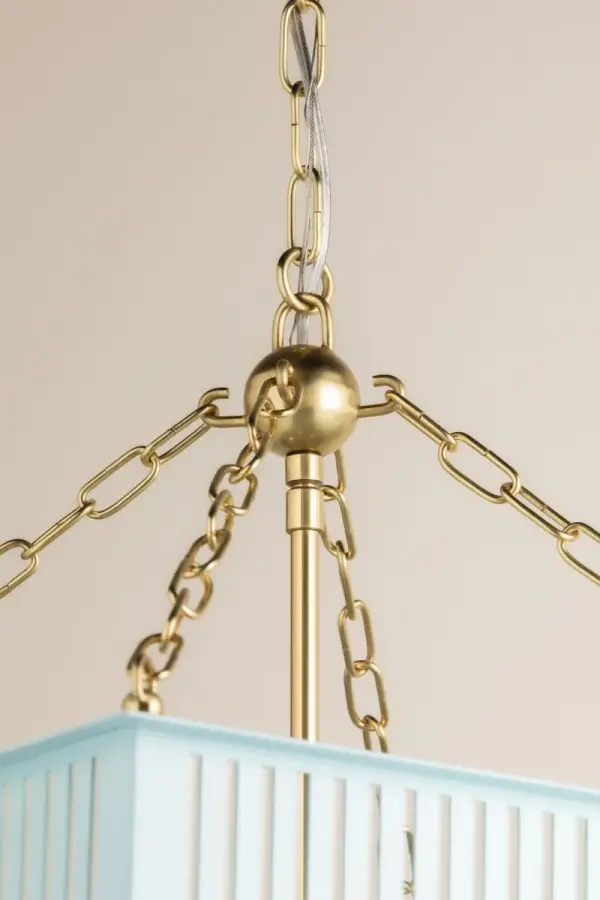 Rosalie Lantern in Aged Brass with Soft Arctic Blue - Image 5