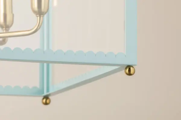 Rosalie Lantern in Aged Brass with Soft Arctic Blue - Image 7
