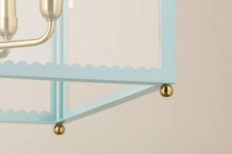 Rosalie Lantern in Aged Brass with Soft Arctic Blue - Image 7