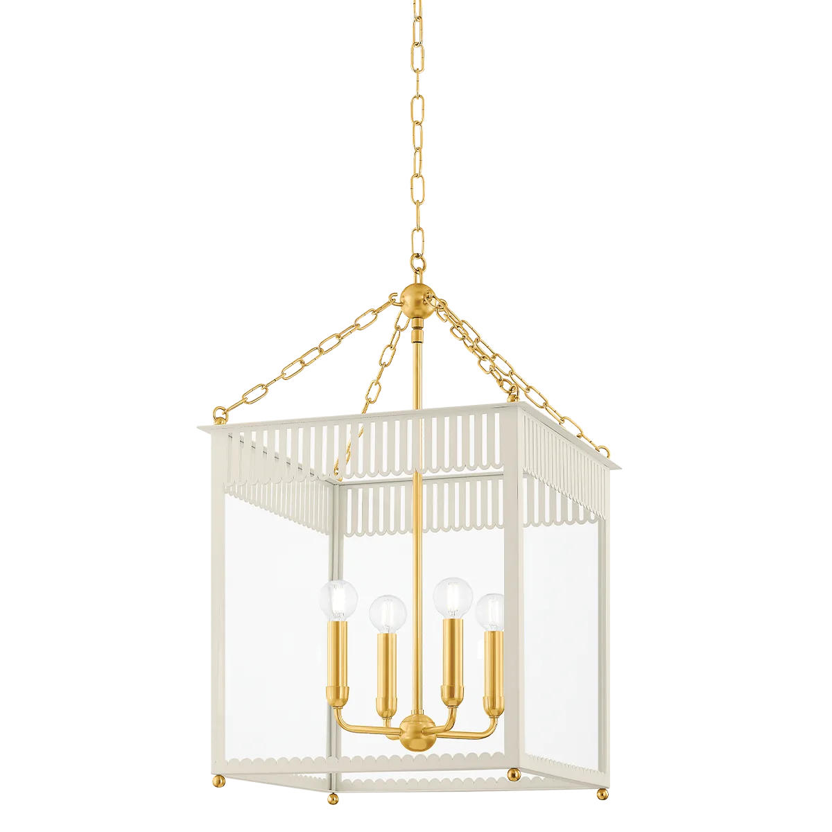 Rosalie Lantern in Aged Brass with Soft Cream