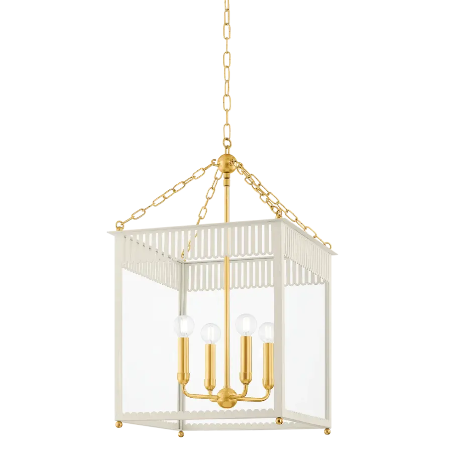 Rosalie Lantern in Aged Brass with Soft Cream - Image 1