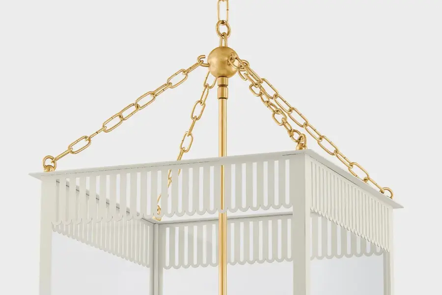 Rosalie Lantern in Aged Brass with Soft Cream - Image 2