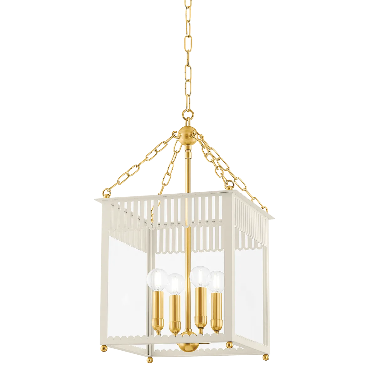 Rosalie Lantern in Aged Brass with Soft Cream