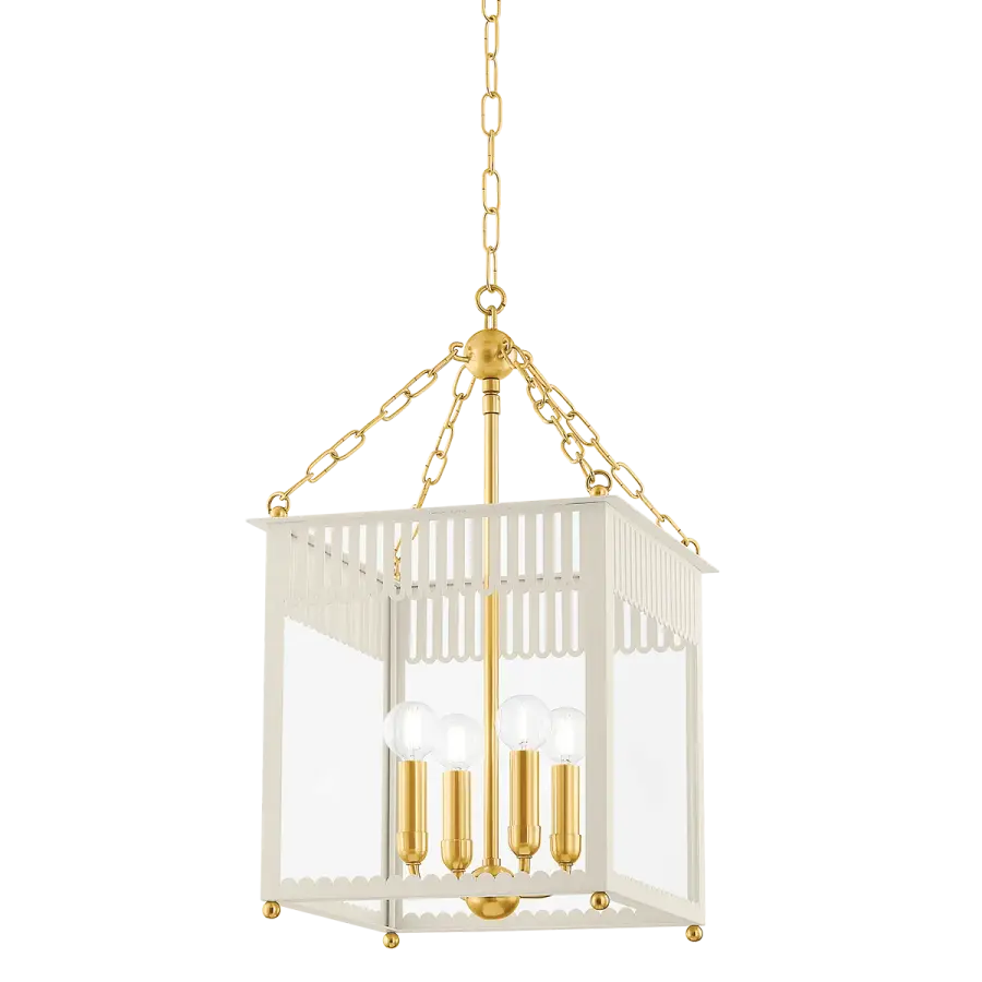 Rosalie Lantern in Aged Brass with Soft Cream - Image 1