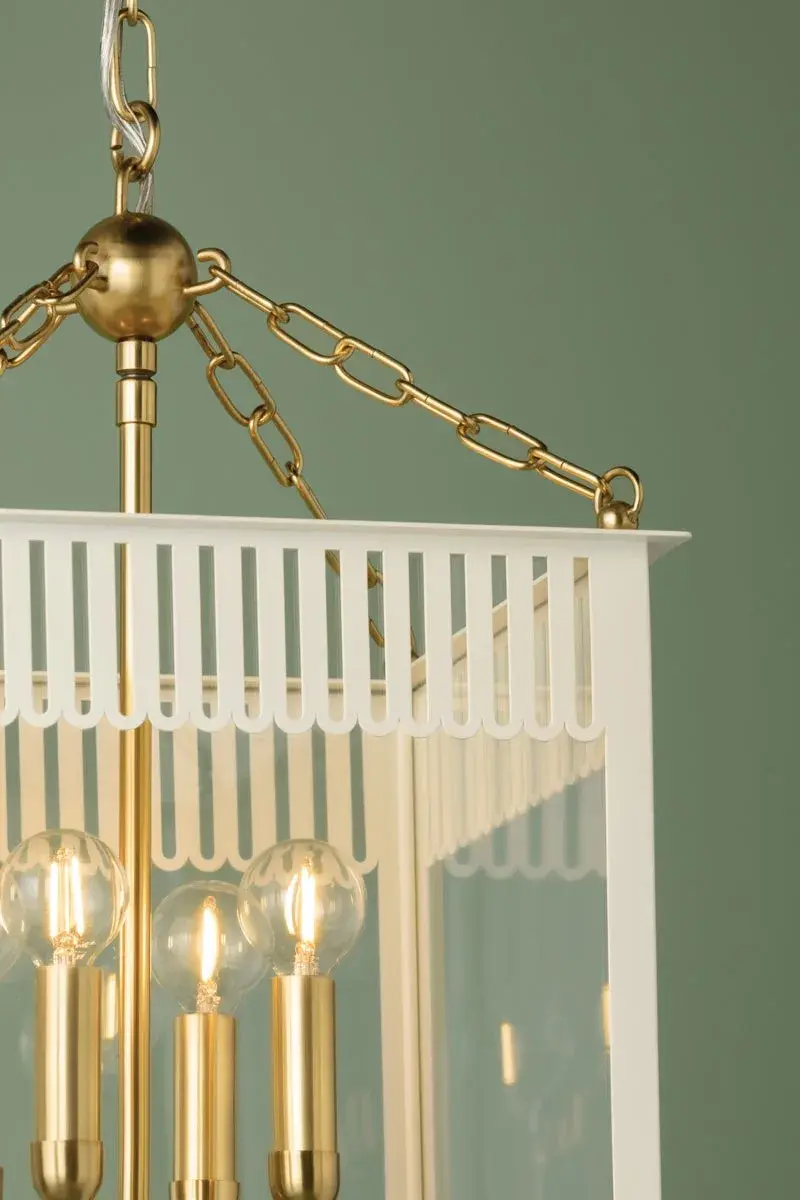 Rosalie Lantern in Aged Brass with Soft Cream - Image 2