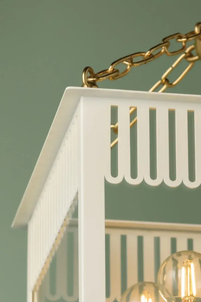 Rosalie Lantern in Aged Brass with Soft Cream - Image 3