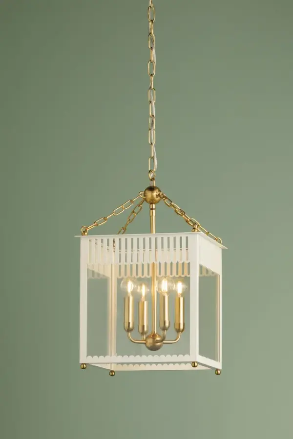 Rosalie Lantern in Aged Brass with Soft Cream - Image 4