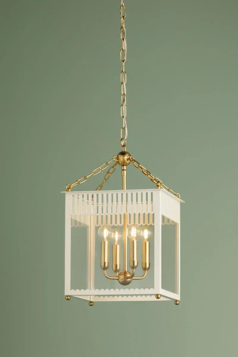 Rosalie Lantern in Aged Brass with Soft Cream - Image 4