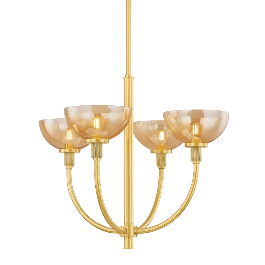 Eva 4-Light Chandelier in Aged Brass - Image 1