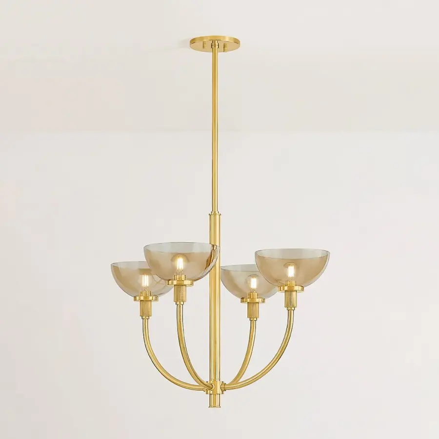 Eva 4-Light Chandelier in Aged Brass - Image 3
