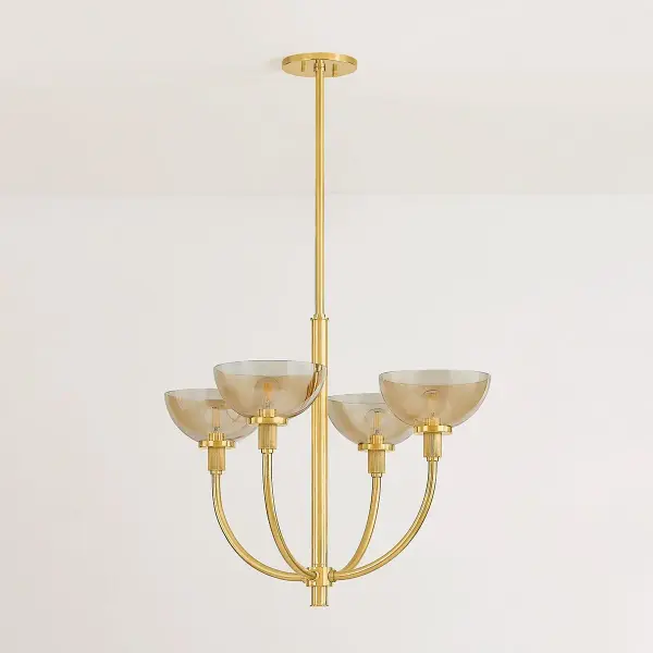 Eva 4-Light Chandelier in Aged Brass - Image 4