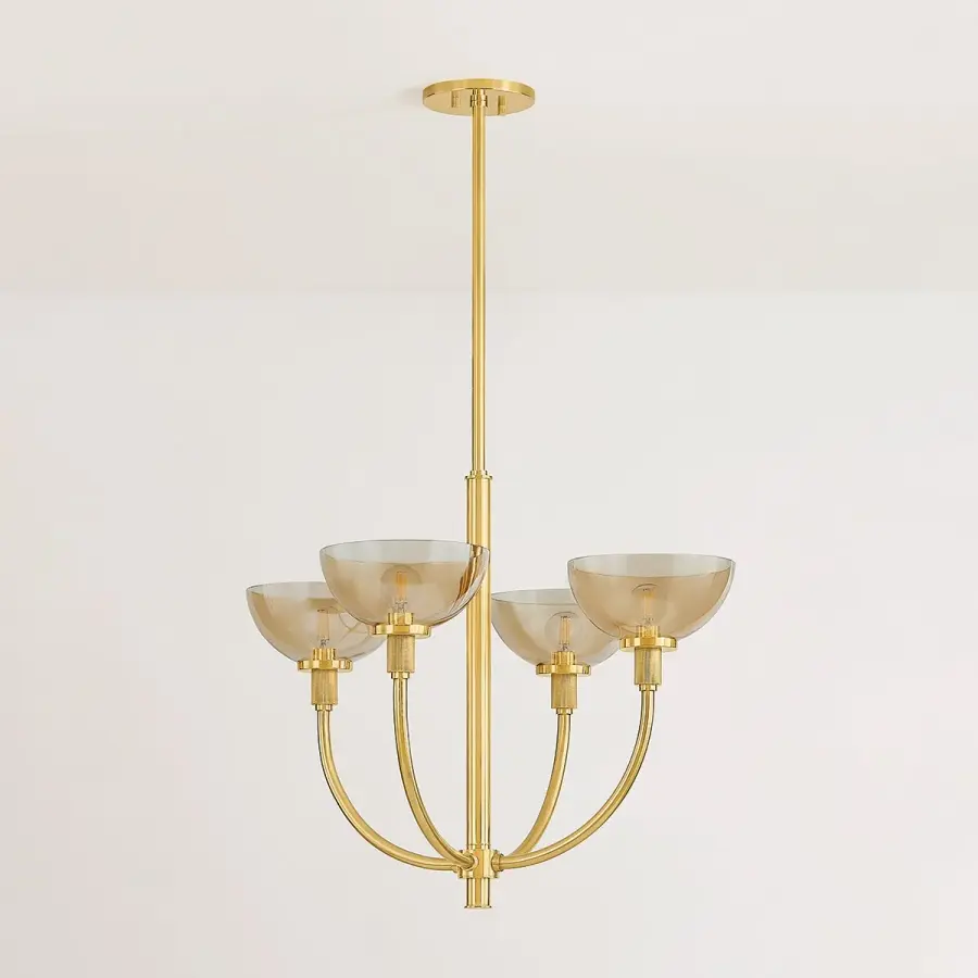 Eva 4-Light Chandelier in Aged Brass - Image 4