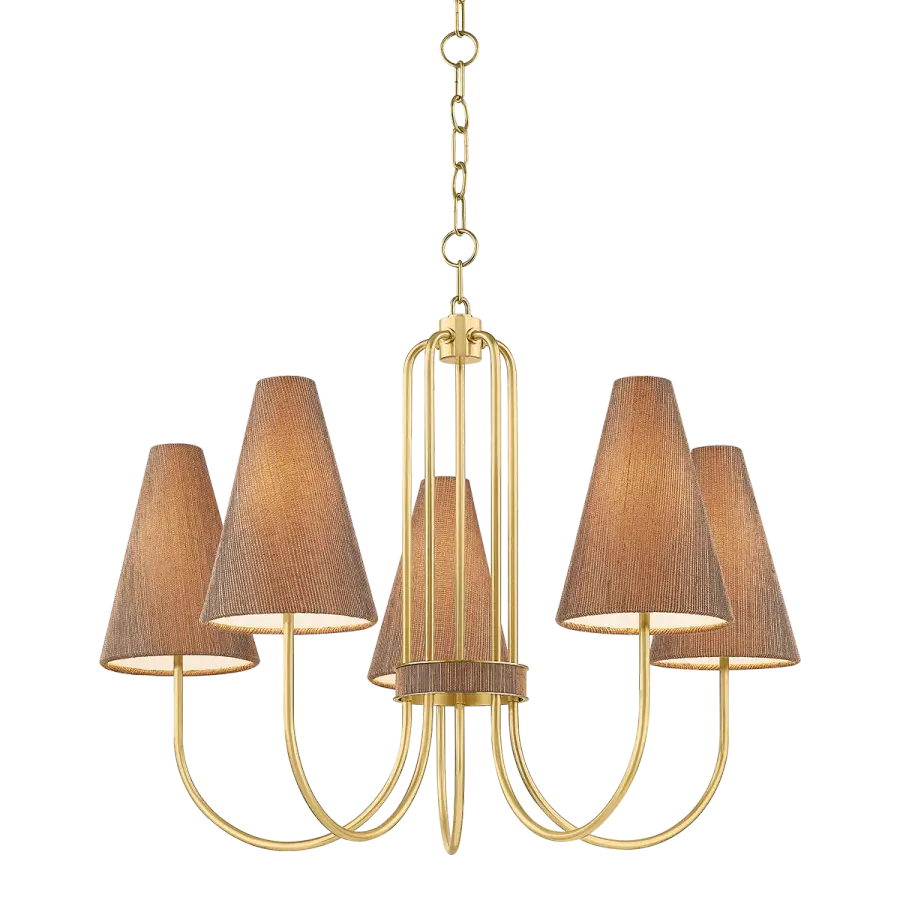 Jessel 5-Light Chandelier in Aged Brass - Image 1