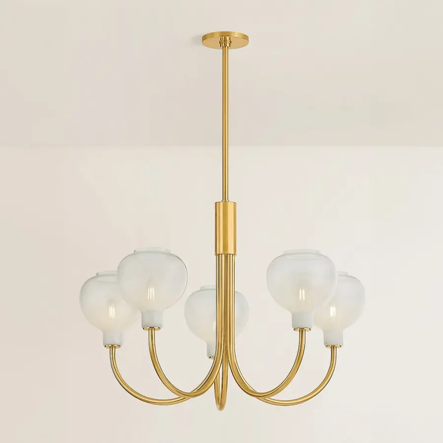Estelle 5-Light Chandelier in Aged Brass - Image 2