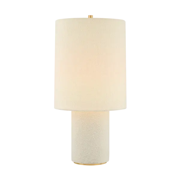 The all-over soft ivory boucle of the Sam family of lamps creates an inviting addition to modern interiors. As a table lamp, Sam makes a minimalist statement on a sideboard, while the floor lamp warms up a bedroom or reading nook with ease. The playful vertical proportions of both the table and floor lamp make them ideal for more narrow spaces. Concealed Aged Brass hardware lends a luxe finish to both of these textural lamps. Part of our Hilary Matt x Mitzi Tastemakers collection. Collection: Sam Designer: Hilary Matt Finish: Aged Brass Glass: Textured Linen Width: 15.00" Height: 31.00" Weight: 15.65 lb Number of Bulbs: 1 Maximum Wattage: 15.00 W Bulb Type: A19 Bulb Base: E26 Medium Voltage: 120.00 V Material: Linen Country of Origin: VN Safety Listing: UL/cUL Safety Rating: Dry Switch: ON/OFF SWITCH ON CORD Manufacturer Warranty: 1 Year Limited Manufacturer Spec Sheet Instructions