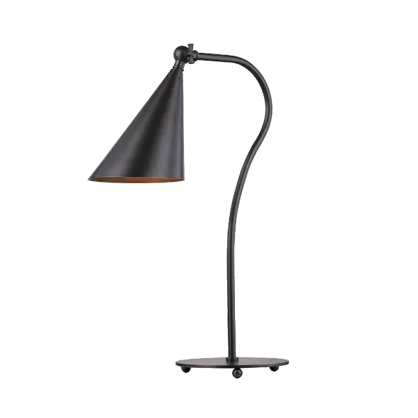The Lupe table lamp combines utilitarian function with refined style. Its adjustable gooseneck arm and swivel key provide precise directional lighting, making it perfect for reading, working, or accent lighting.