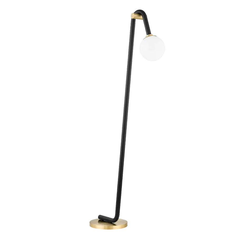 Playful Modern Arc Floor Lamp with Sculptural Two-Tone Design - Image 1
