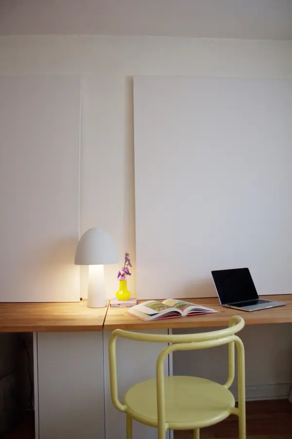 Elegant Contemporary Table Lamp with Soft White Finish - Image 3