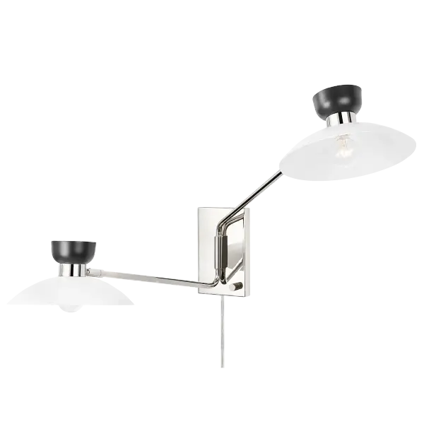The Whitley combines artistic flair with practical functionality. Its black and white dual-finish shade creates visual interest while the swing arm design offers adjustable task lighting perfect for reading or desk work. - alternate view