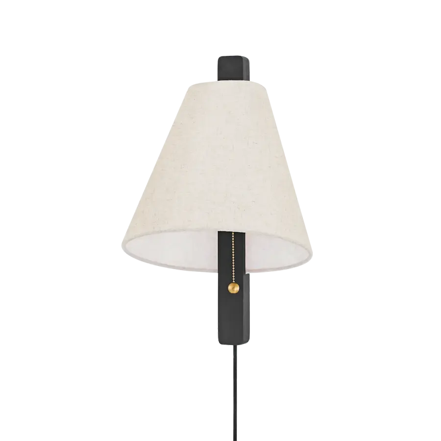 Ellen Plug-In Sconce with Linen Shade - Image 1