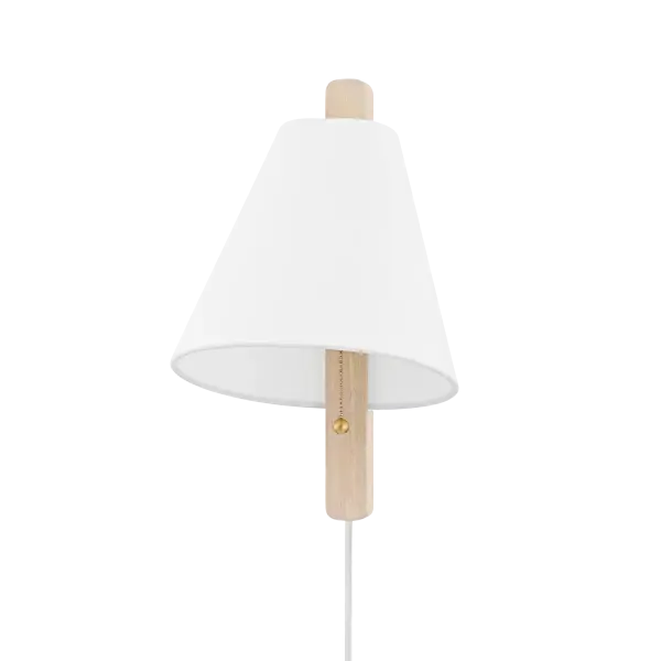 Ellen Plug-In Sconce with Whitewash Wood - Image 1