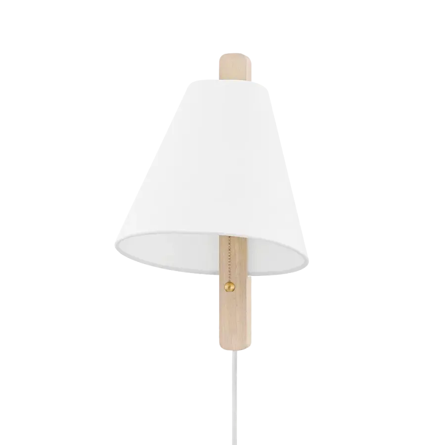 Ellen Plug-In Sconce with Whitewash Wood - Image 1