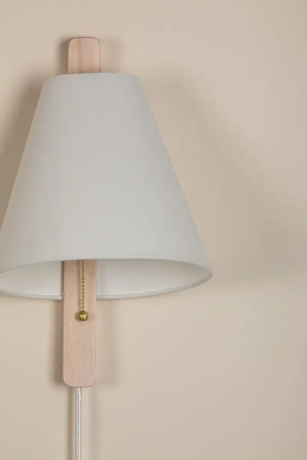 Ellen Plug-In Sconce with Whitewash Wood - Image 3